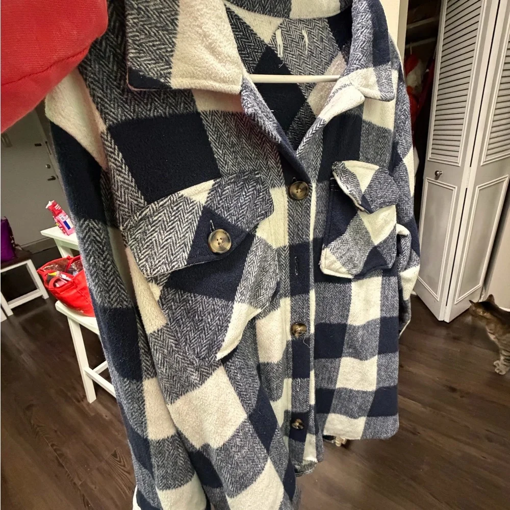 Plaid Button-Up Jacket - Picture 1 of 4
